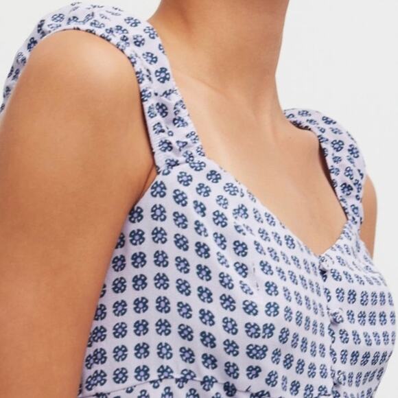 NWT Madewell Cap-Sleeve Button-Front Mini Dress in Geometric Print - Picture 4 of 6